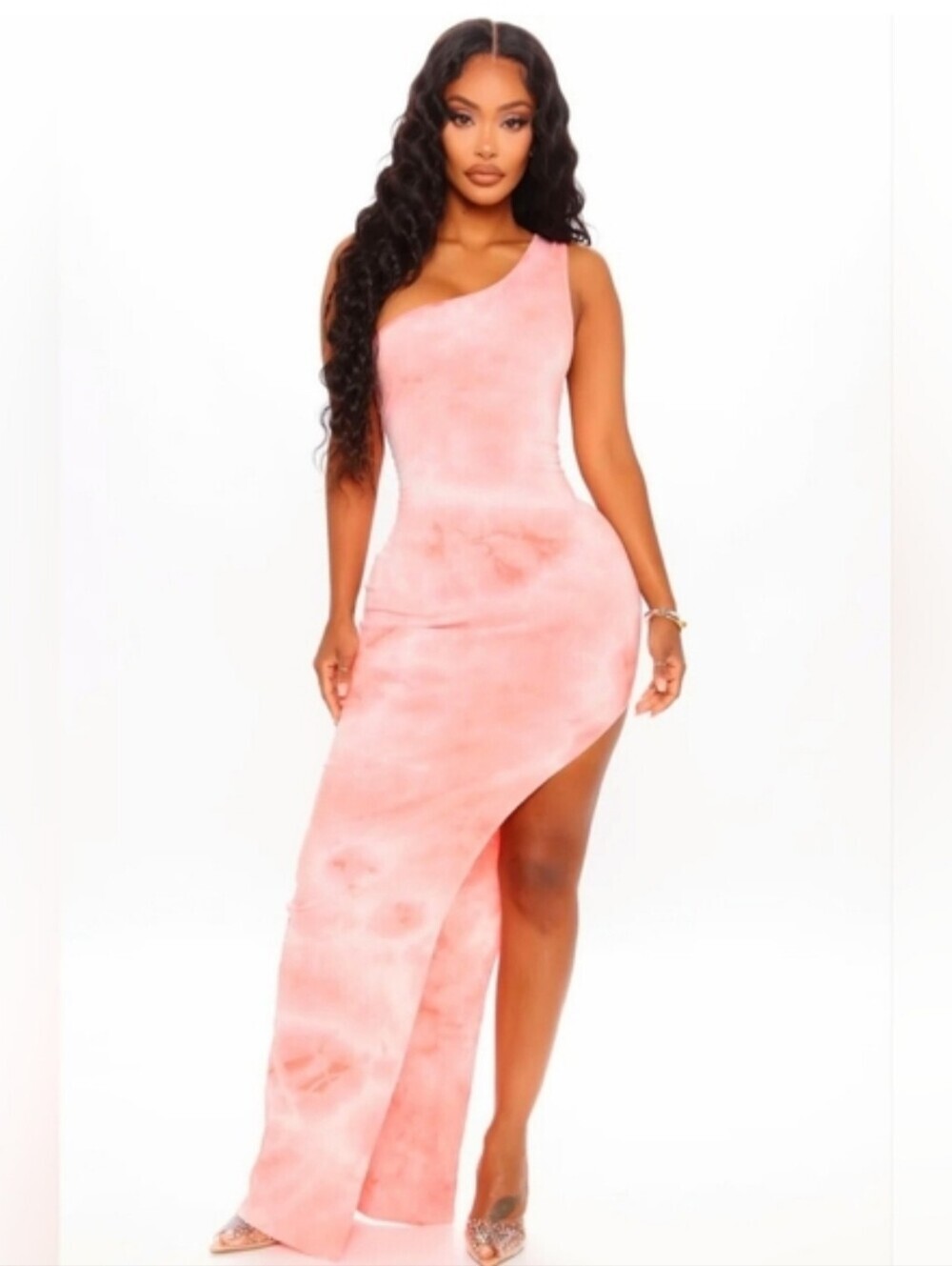 Fashion Nova Walk My Way Tie Dye Maxi-Dress Tank Style, One Shoulder